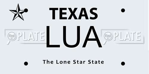 LUA Texas License Plate