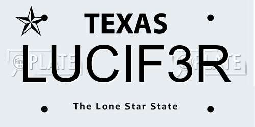 LUCIF3R Texas License Plate