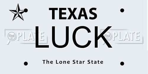 LUCK Texas License Plate