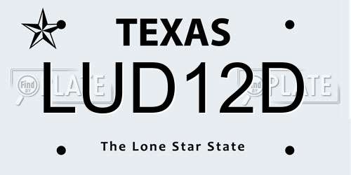 LUD12D Texas License Plate