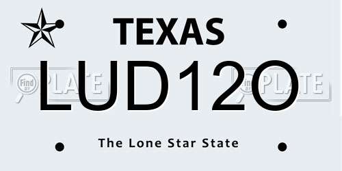 LUD12O Texas License Plate
