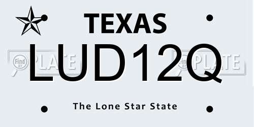 LUD12Q Texas License Plate