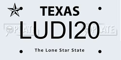 LUDI20 Texas License Plate