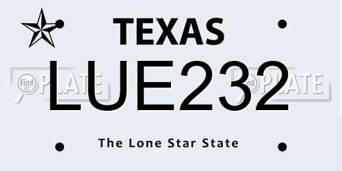 LUE232 Texas License Plate