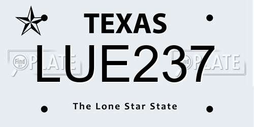 LUE237 Texas License Plate