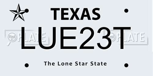 LUE23T Texas License Plate