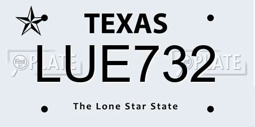 LUE732 Texas License Plate
