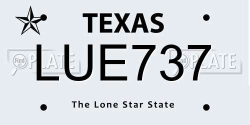 LUE737 Texas License Plate