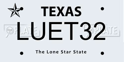 LUET32 Texas License Plate