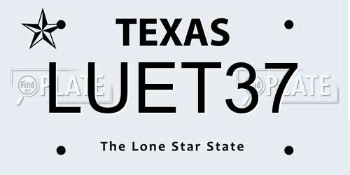 LUET37 Texas License Plate