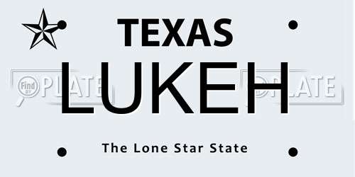 LUKEH Texas License Plate