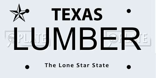 LUMBER Texas License Plate