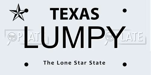 LUMPY Texas License Plate