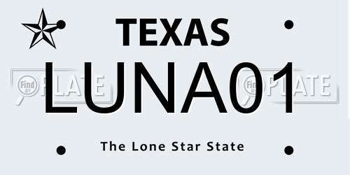 LUNA01 Texas License Plate