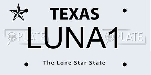 LUNA1 Texas License Plate