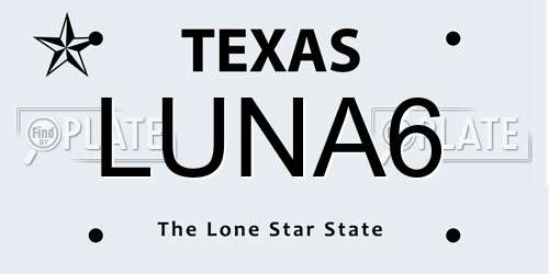 LUNA6 Texas License Plate