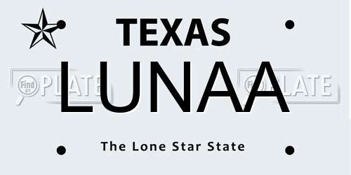 LUNAA Texas License Plate