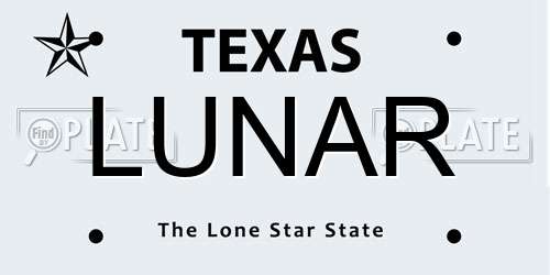 LUNAR Texas License Plate