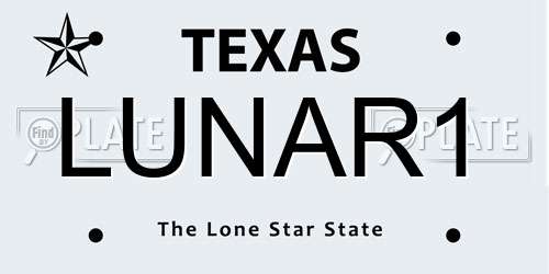 LUNAR1 Texas License Plate