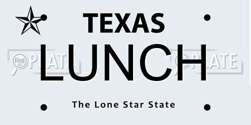 LUNCH Texas License Plate