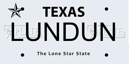 LUNDUN Texas License Plate