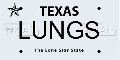 LUNGS Texas License Plate