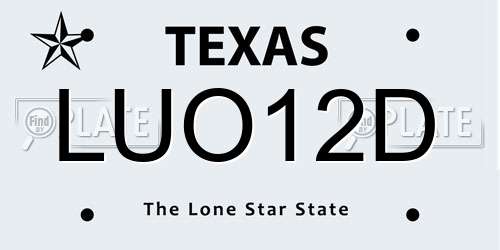 LUO12D Texas License Plate