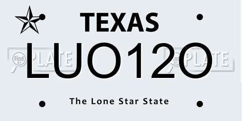 LUO12O Texas License Plate