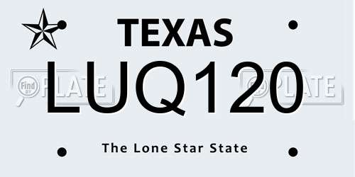 LUQ120 Texas License Plate
