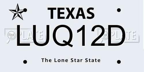 LUQ12D Texas License Plate