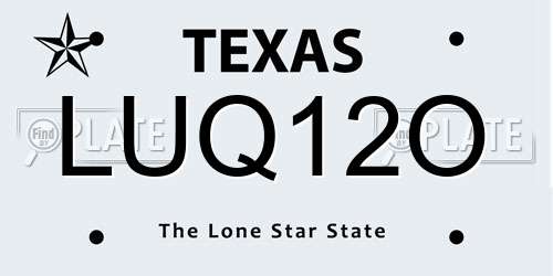 LUQ12O Texas License Plate