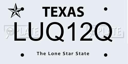LUQ12Q Texas License Plate