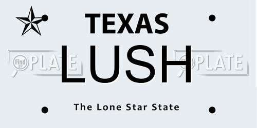 LUSH Texas License Plate