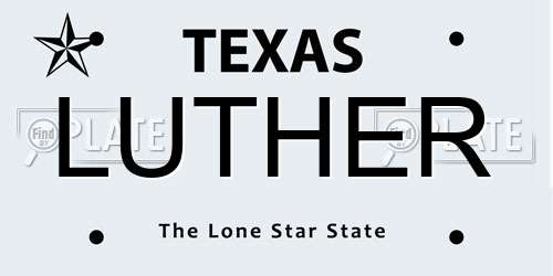 LUTHER Texas License Plate