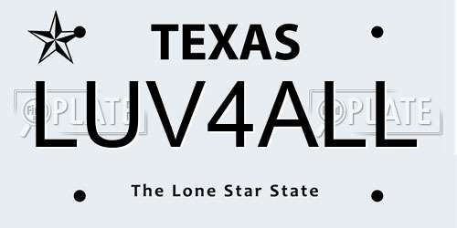 LUV4ALL Texas License Plate