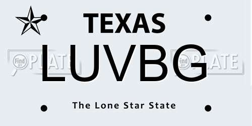 LUVBG Texas License Plate