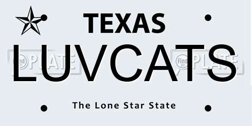 LUVCATS Texas License Plate