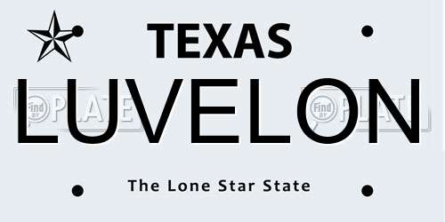 LUVELON Texas License Plate