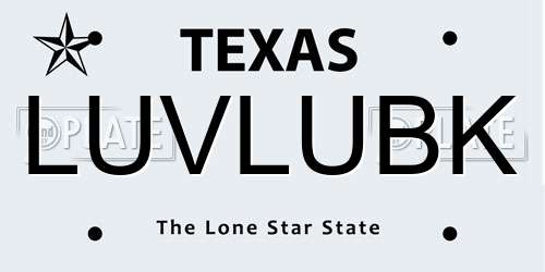 LUVLUBK Texas License Plate