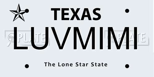LUVMIMI Texas License Plate