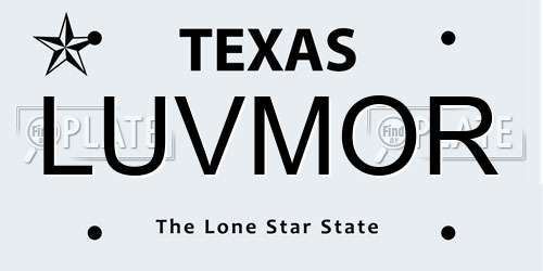LUVMOR Texas License Plate