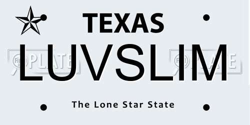 LUVSLIM Texas License Plate