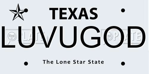 LUVUGOD Texas License Plate