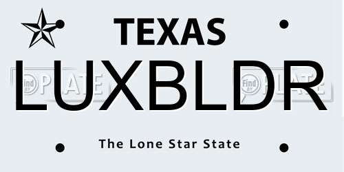 LUXBLDR Texas License Plate