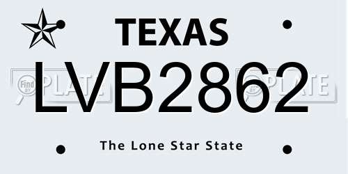 LVB2862 Texas License Plate