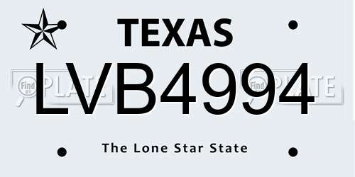 LVB4994 Texas License Plate