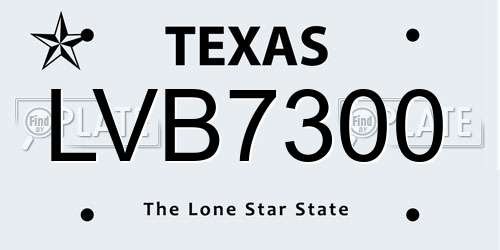 LVB7300 Texas License Plate