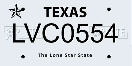 LVC0554 Texas License Plate