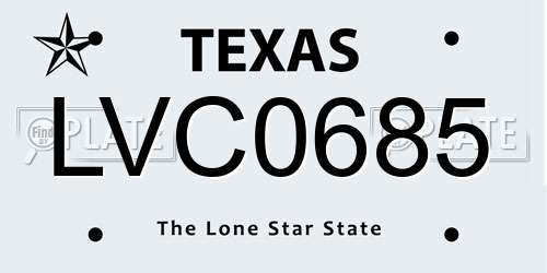 LVC0685 Texas License Plate