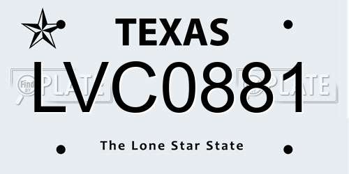 LVC0881 Texas License Plate